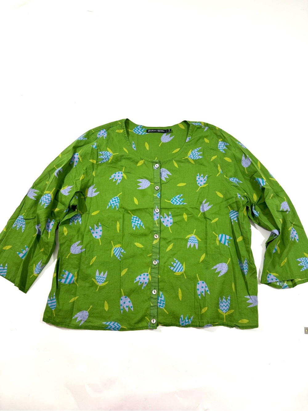 Gudrun Sjoden Button Front Boxy Top Tulip Print